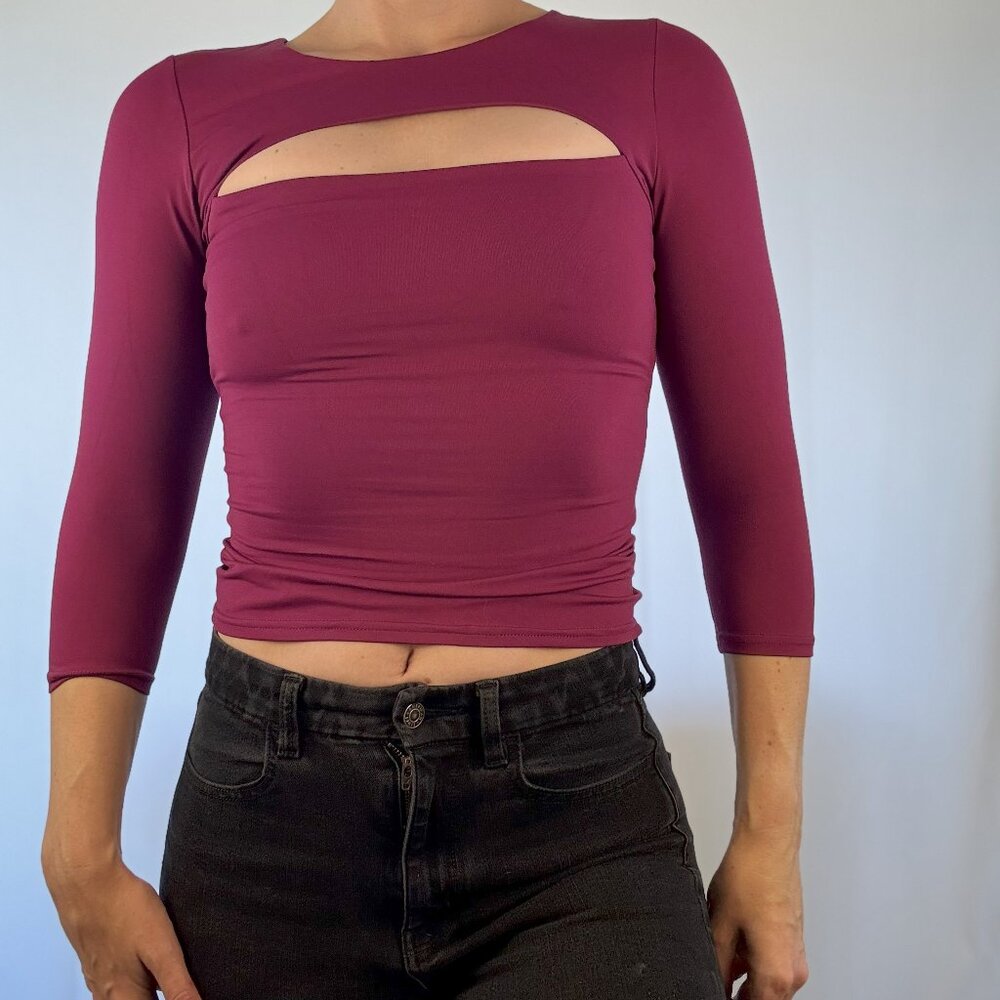 Blackmilk Purple Keyhole Cutout Shirt